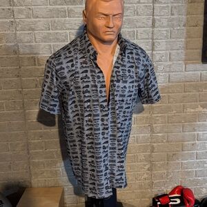 Indian Motorcycle Gray Casual Button Down Shirt